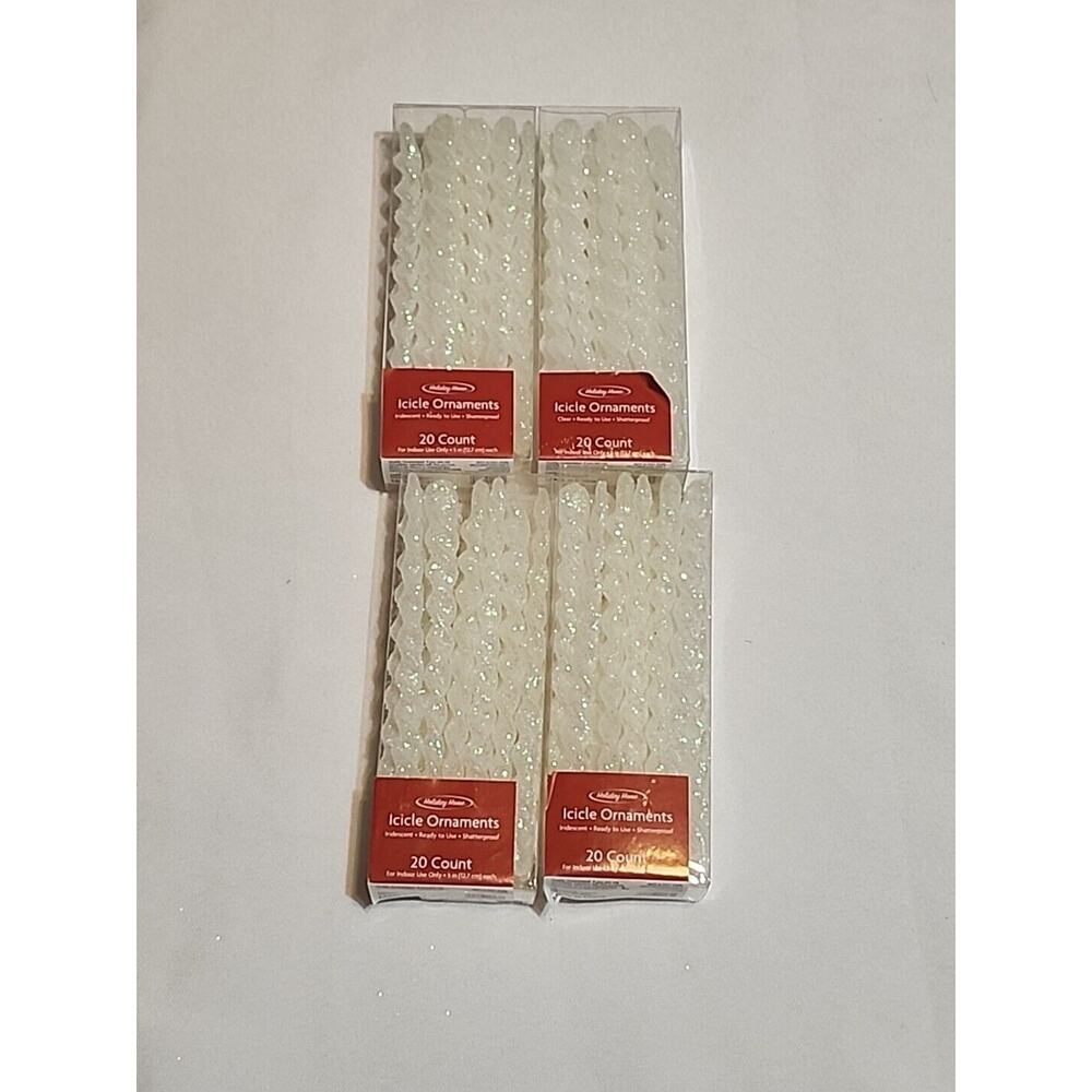 Holiday Home Icicle Ornaments White 4 Packs 20 * 4 = 80 Total